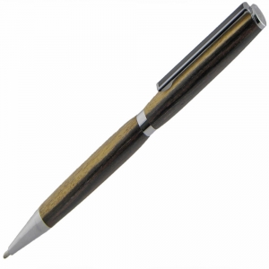 Twist 7mm Ballpoint Pen - Chrome - Black Line Clip W/ Flat Center Ring