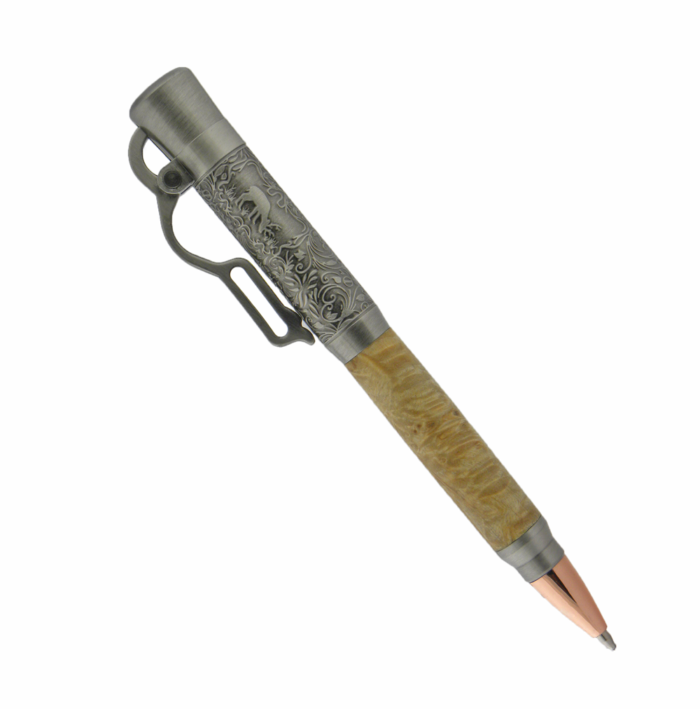 Lever Action Ballpoint Antique Nickel Pen Kit Making Supplies Berea HardWoods