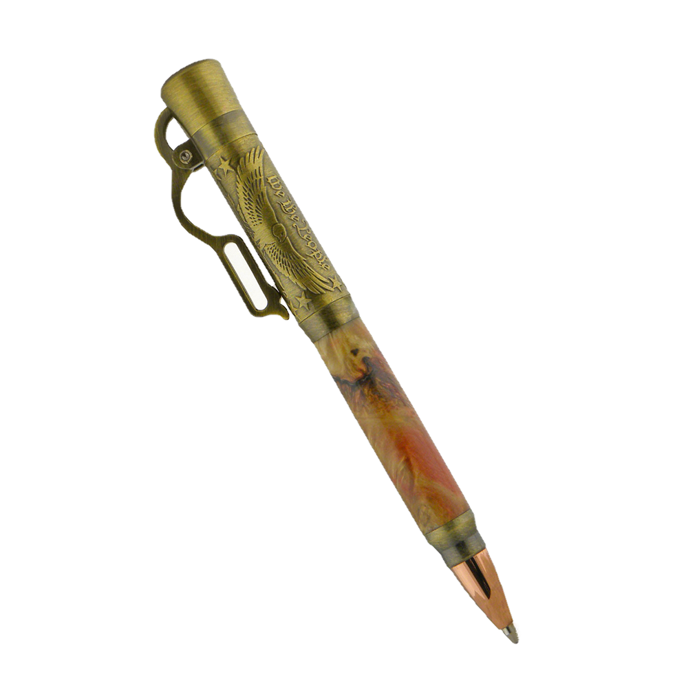 "American Pride" Lever Action Ballpoint Antique Brass Pen Kit Making Supplies Berea HardWoods