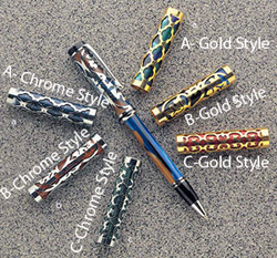 Flat Top American&trade; (Filigree Top) Ball Point Pen - 24K Gold or Chrome