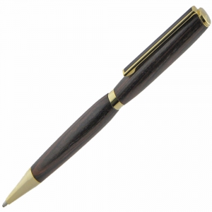 Twist 7mm Ballpoint - 24K Gold - Black Line Clip with Flat Center Ring