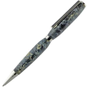 Twist 7mm Ballpoint Pen - Platinum - Black Line Clip W/ Flat Center Ring