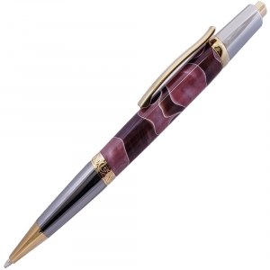 Sierra&reg; Elegant Beauty Button Click Ballpoint Pen - Black Titanium Gold and Hardite&trade;