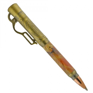 American Pride Lever Action Ballpoint Pen - Antique Brass