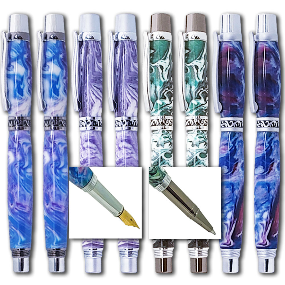 Elegant Sierra® Roller and Fountain Pen Starter Pack 8 Kits, FREE Drill Bit Set, FREE Bushings