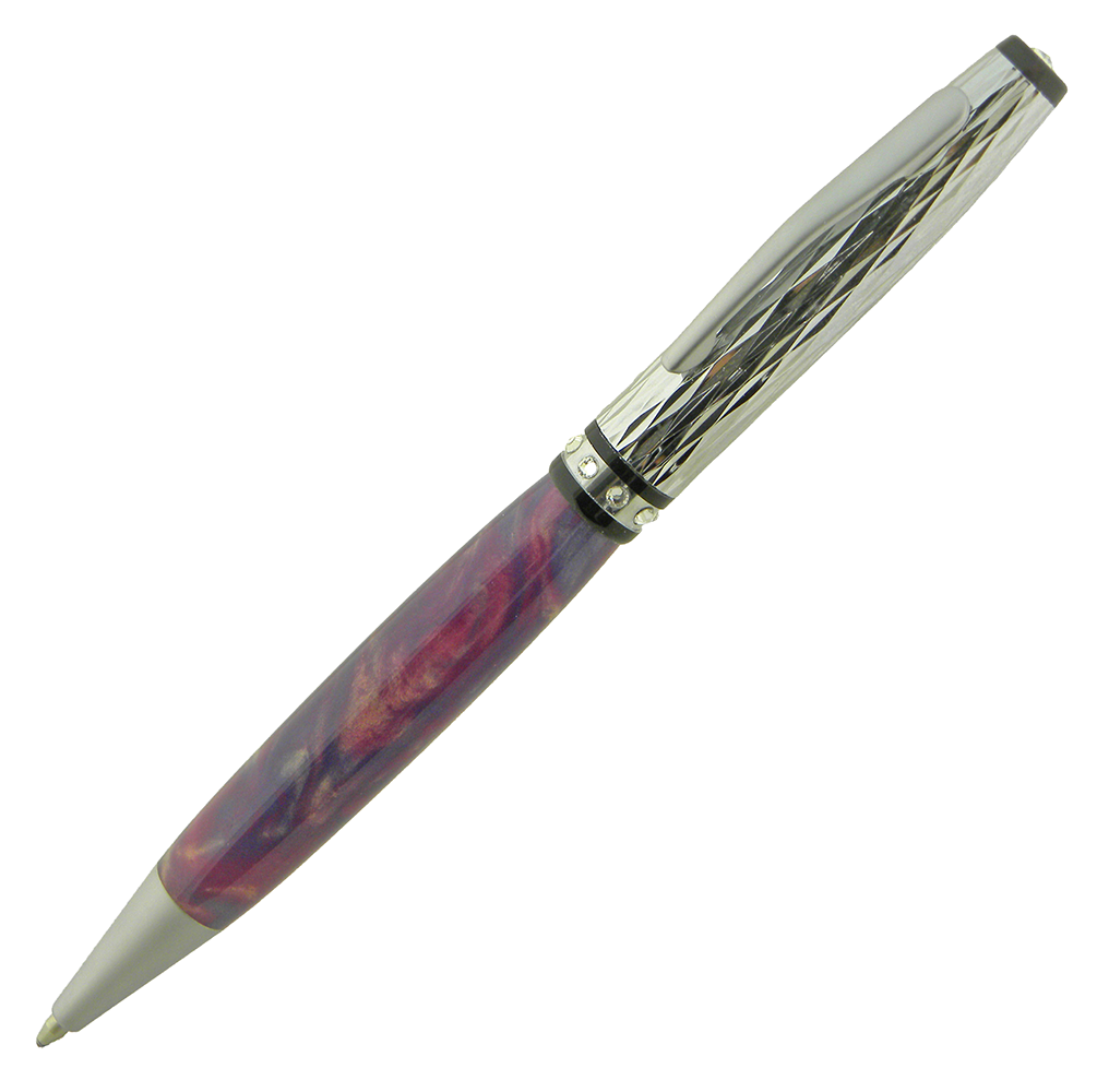 Rose Ballpoint Pen Kit Black Chrome / Satin Chrome Pen Kit Making Supplies Berea HardWoods
