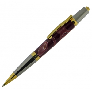 Sierra&reg; Elegant Beauty Button Click Ballpoint Pen - Black Titanium Gold and Titanium Gold