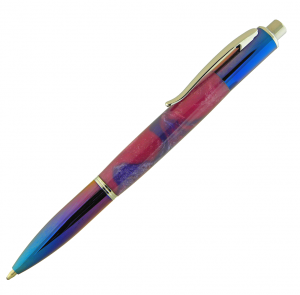 Yari Button Click Ballpoint Pen Titanium Spectrum and Chrome