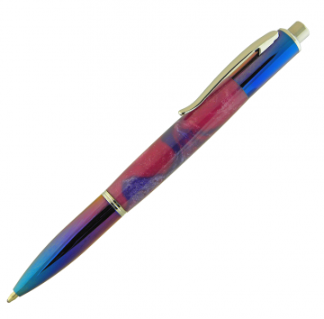 Yari Button Click Ballpoint Pen Titanium Spectrum and Chrome